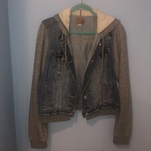 American Eagle Jean Jacket with sweater sleeves